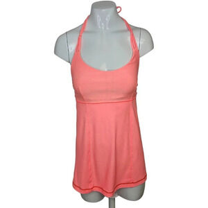 Lululemon Womens Halter  Neck Strappy Back Tank Size 6 Orange